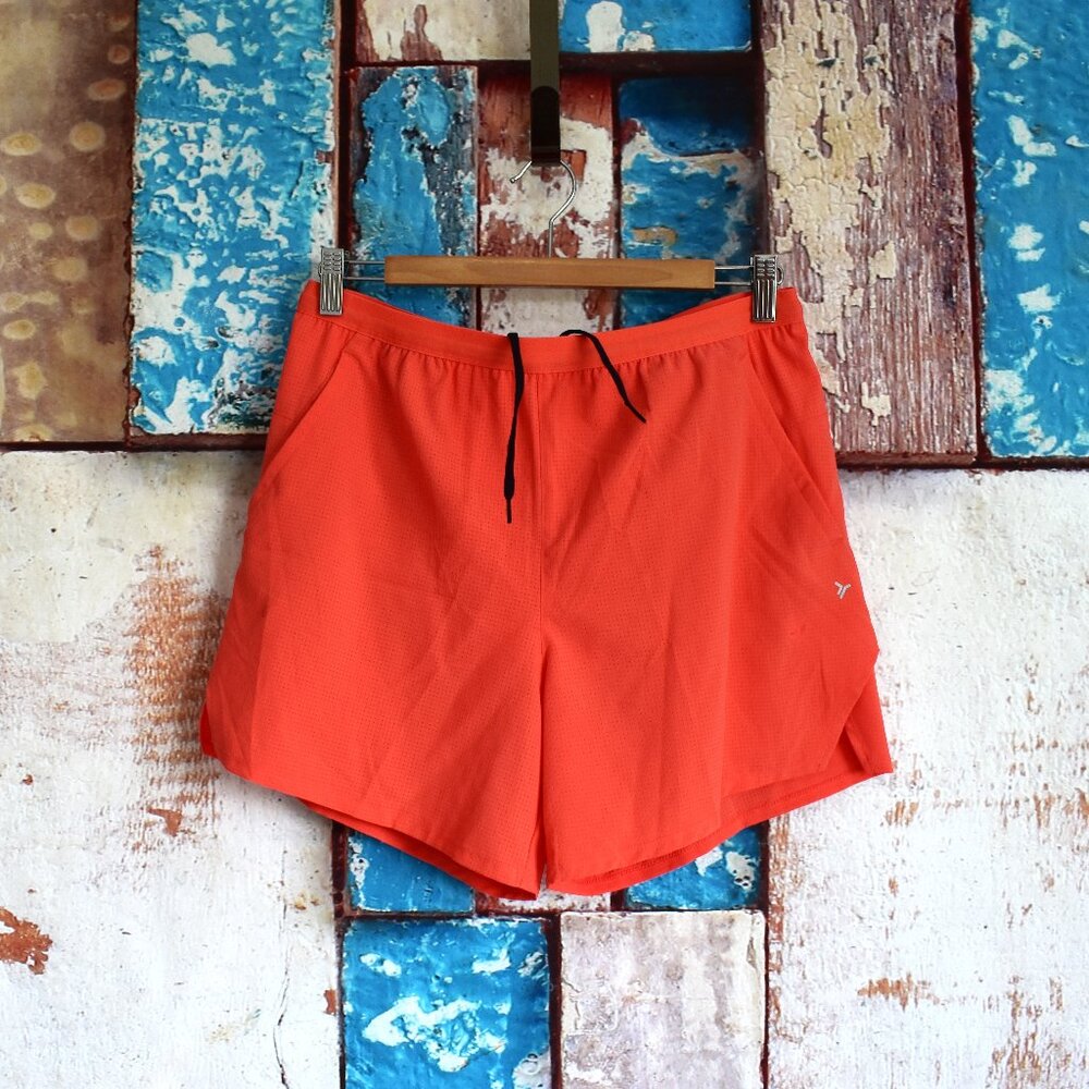 Men's Old Navy StretchTech Lined 5" Inseam Run Shorts SMALL Sunset Flame NEW